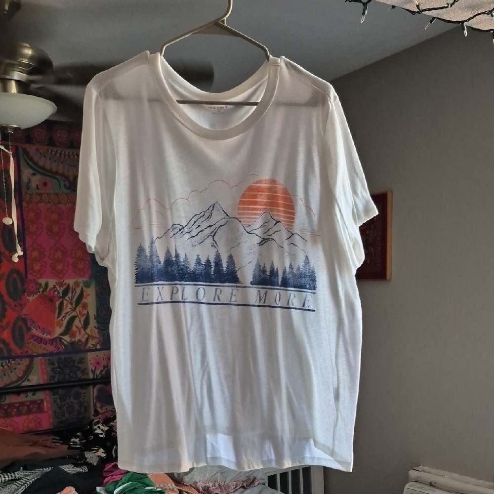 Old Navy White Graphic Tee - Explore More